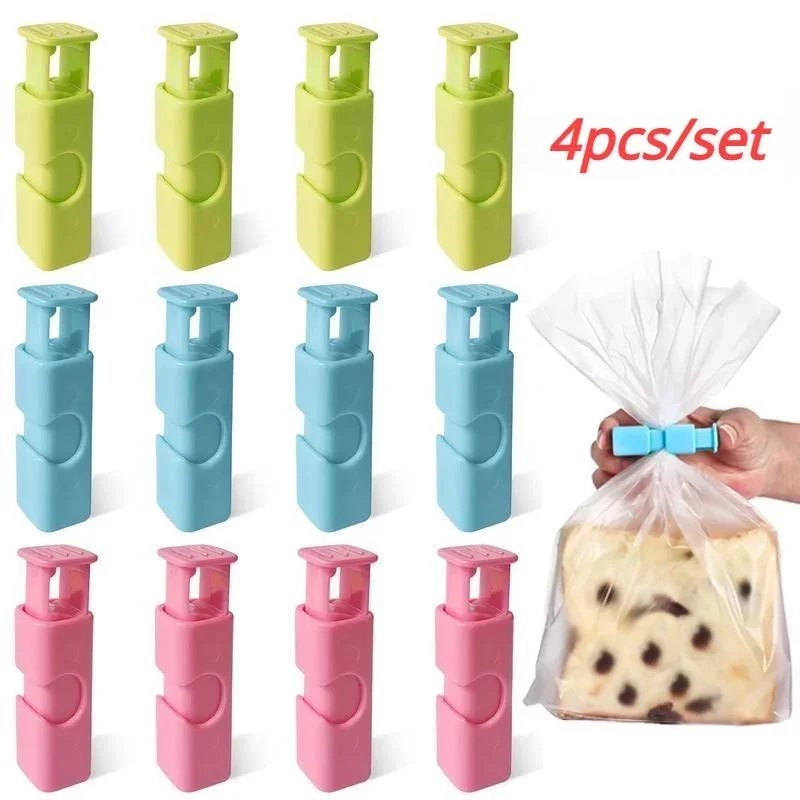 4Pcs/Set Sealing Clip Food Preservation Bag Clip Snack Fresh Food Storage Seal Bag Clips Sealer Clamp Kitchen Storage Tool