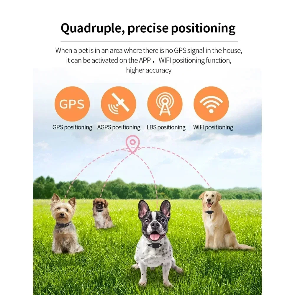 NEW Pet GPS Locator Mini Locator Waterproof Collar GPS Dog Collar Cat Locator Smart Fence Alarm APP Global Real-time Positioning