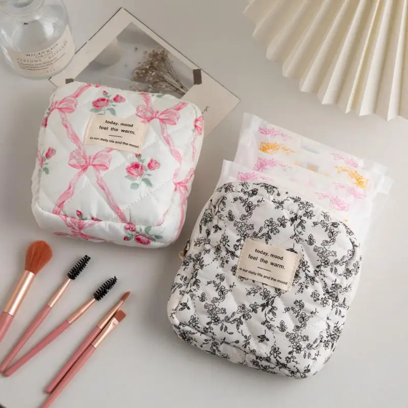 13*13cm Student Girl Make Up Case Sweet Bow Photocard Storage Bag Portable Keychain Coin Bag Cute Mini Stuff Bag