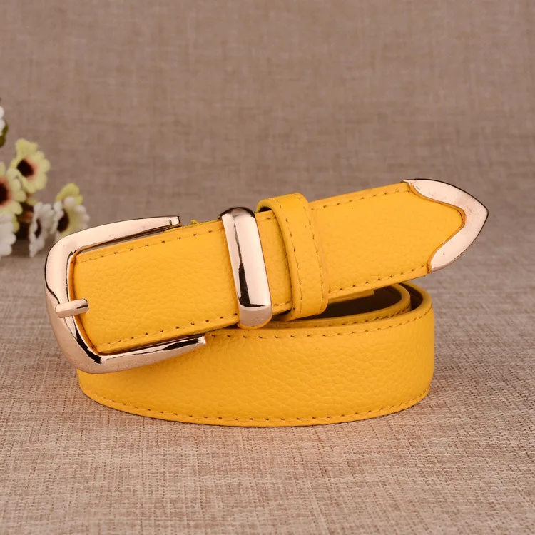 2024 All match Fashion Women Casual Imitation Leather Belt 105cm Red Yellow Korea Style New Arrival Lacquer Alloy Buckle