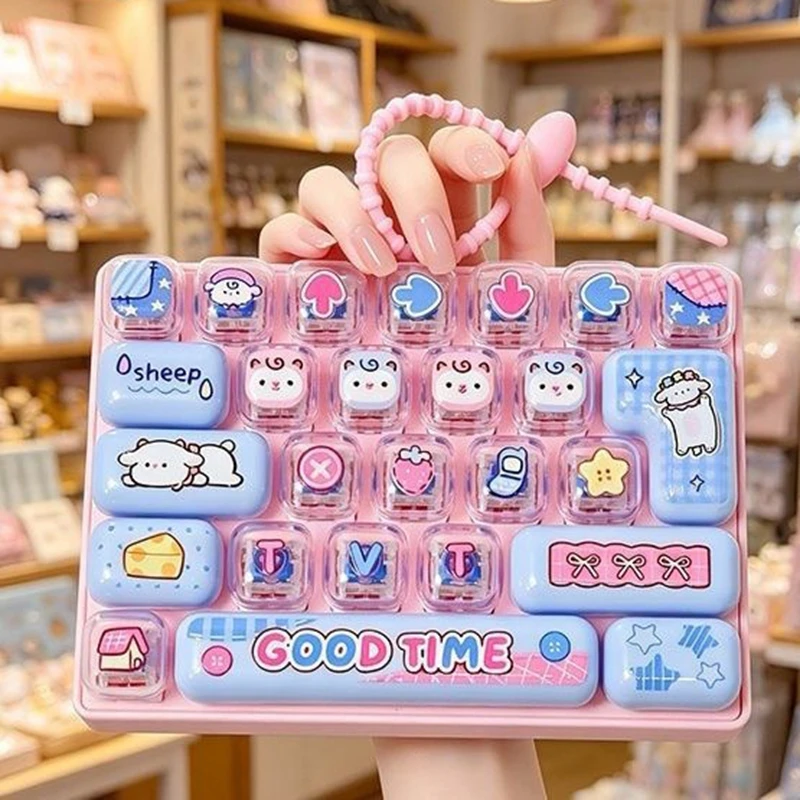 Party Favors 26-key Press Button Stress Toy Cute Fidget Decompression Keychain Bag Pendant For Family Kids Adults