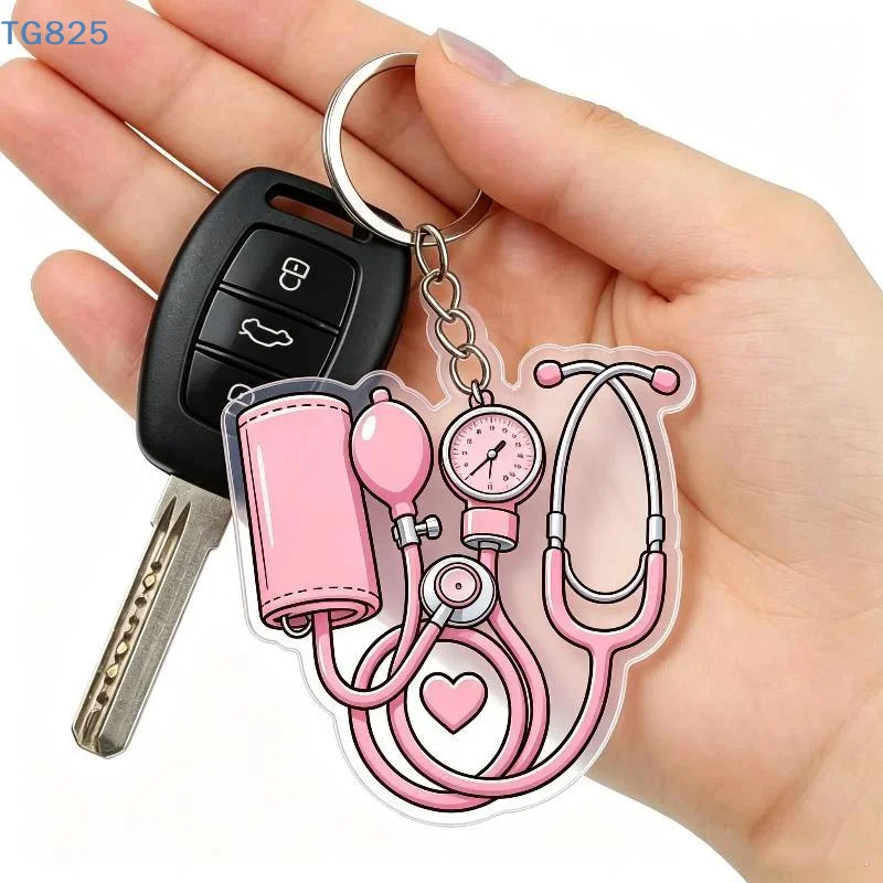 【AN】Acrylic Stethoscope Sphygmomanometer Keychain Creative Medical Pendant Special Nurse Day Gift for ICU ER Department Staff