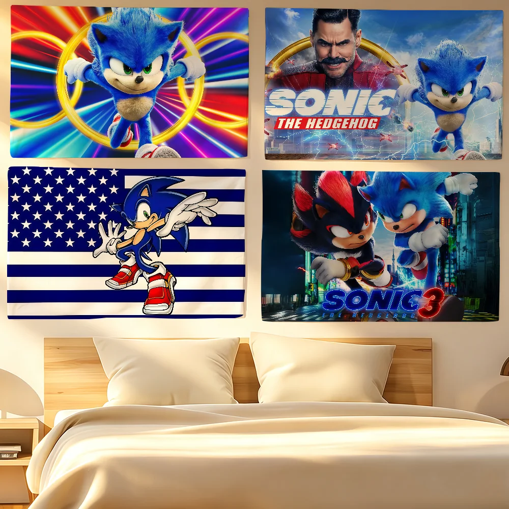 Game S-Sonic The H-Hedgehog Flag Tapestries For Classroom Dormitory Camping Picnic Party Cheering Home Indoor Outdoor Decor