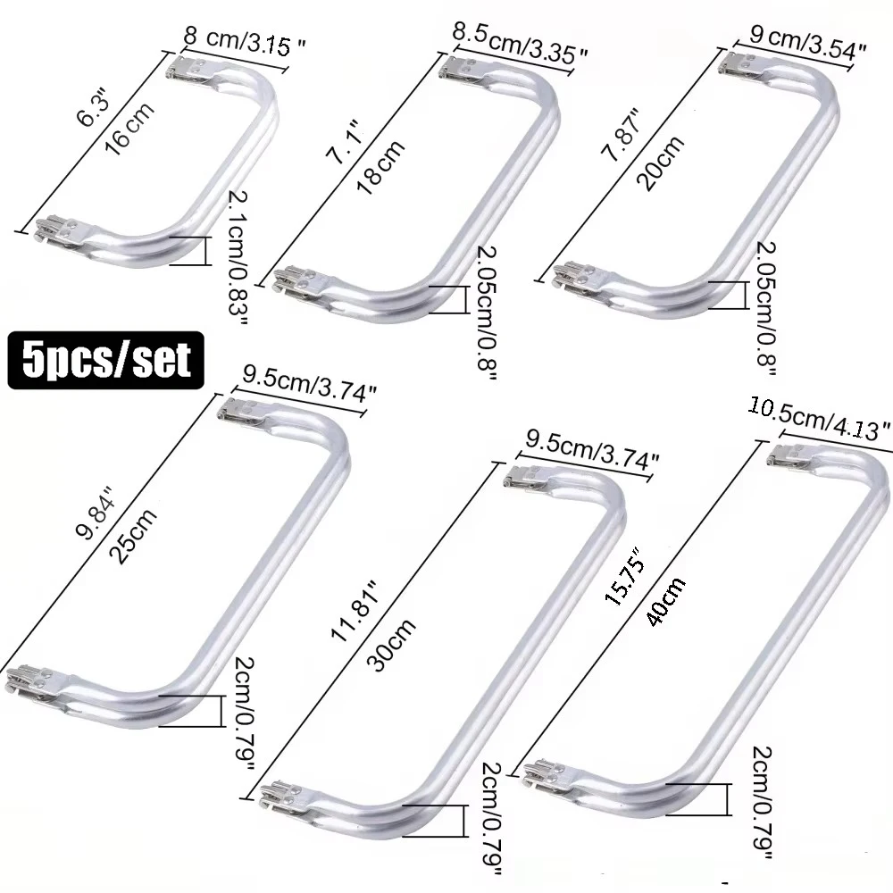 

5PCS 16mm 18mm 200mm 25mm 30mm 40mm Bag Frame For Purse Doctor Metal Aluminium Tube Handle Accessories Clutch Parts 3Colour