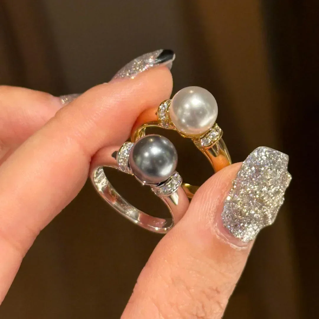 

Glossy vintage classic style rings for women silver 925 grey white pearl ring High quality elegant wedding fine jewelry