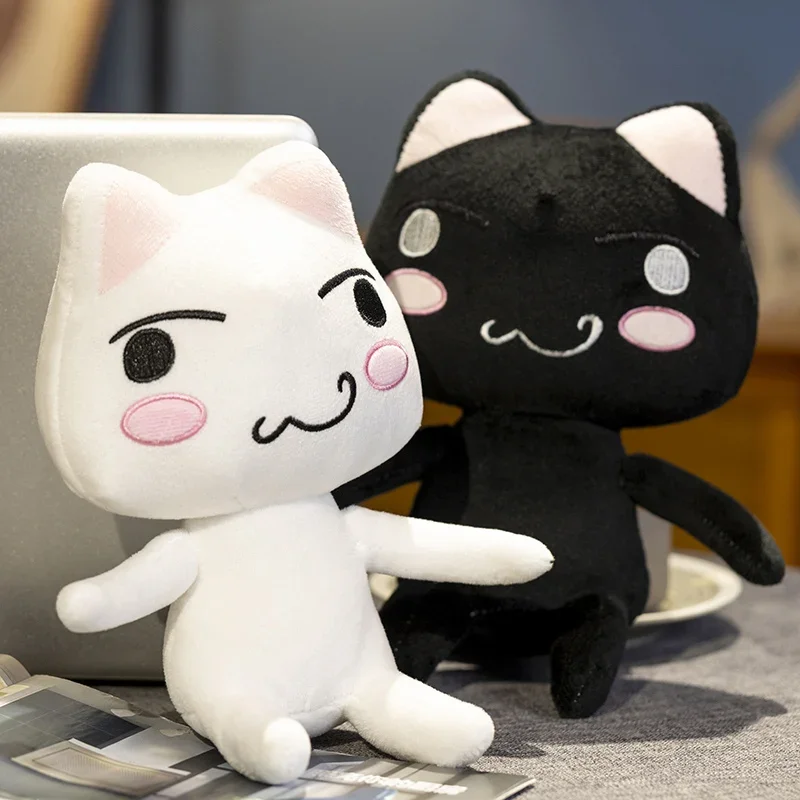 New Toro Inoue Cat Plush Anime Game Doll Stuffed Kittens Plushie Cartoon Couple Black and White Cats Decor Gift Toys for Kids