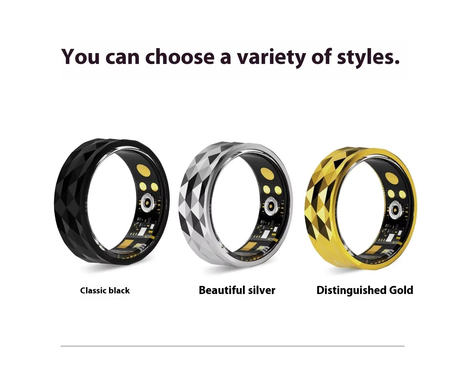 Fashion Smart Ring for  Heart Rate Sleep Oxygen and  Pressure Suitable for Outdoor Travel