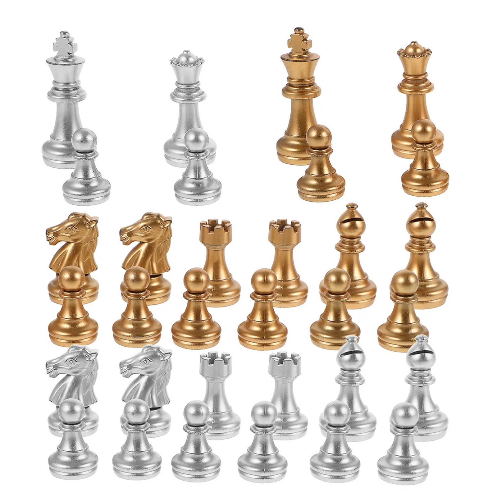

1 Set Electroplated Gold Plastic Chess Pieces Only Replacement Pieces for Board Games Portable Party and Family Fun