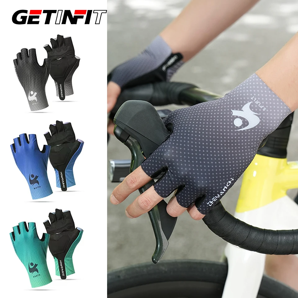 

GETINFIT Half Finger Gloves Elastic Stretch Cycling Biking Fishing Sports Fitness Non Slip Grip Wear Resistant Sun UV Protection