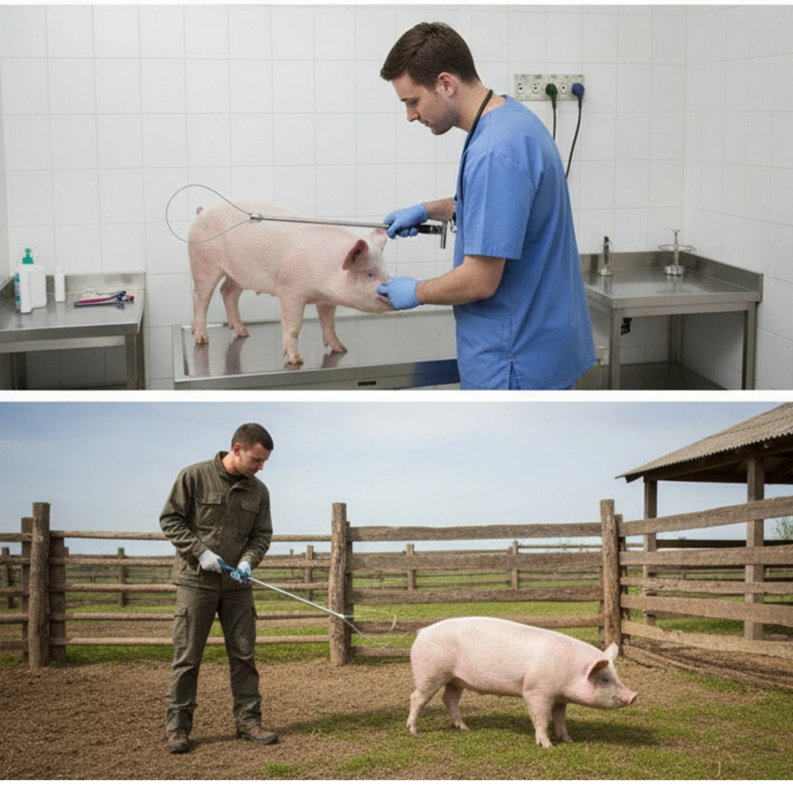 Pig Holder with Wire Loop Heavy Duty Hog Catcher with T-Handle Pig Holder Corrosion Resistant Restraint Tool Non-Slip