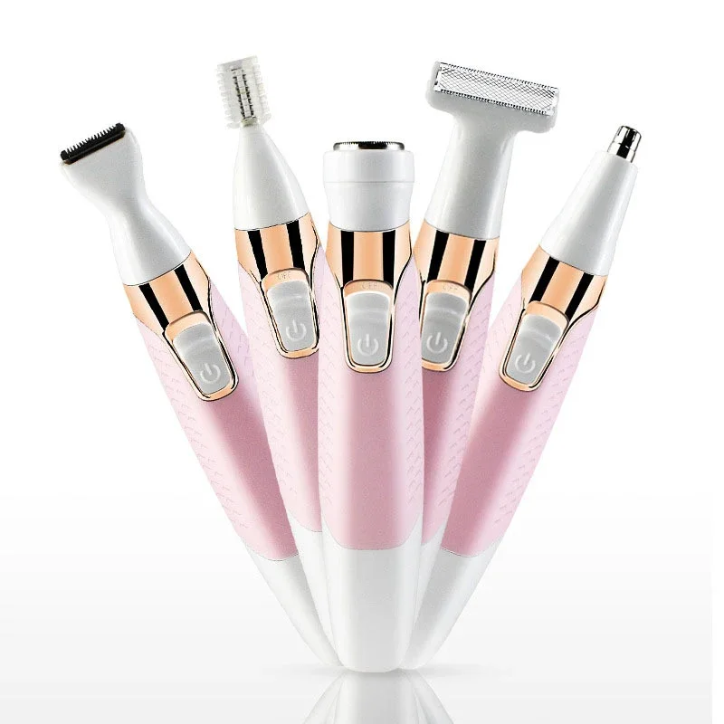 

5 in 1 USB Rechargeable Hair Remover Set Painless Eyebrow Trimmer Body Hair Facial Hair Removal Tool Electric Shaver for Women