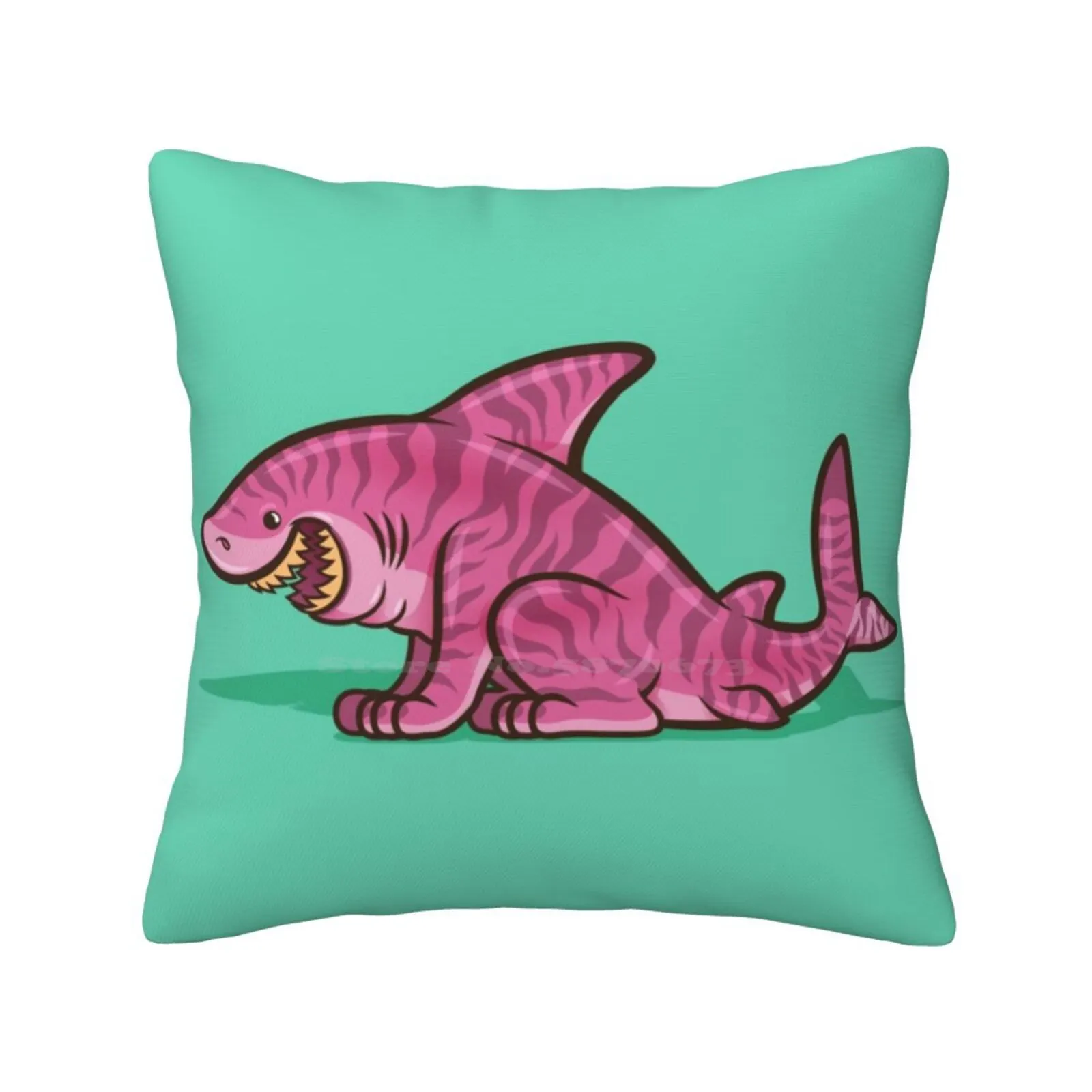 Cheshire Shark Home Sofa Car Cushion Cover Pillowcase Shark Fish Sea Ocean Water Aqua Animal Fin Stripes Gills Legs Tiger Teeth