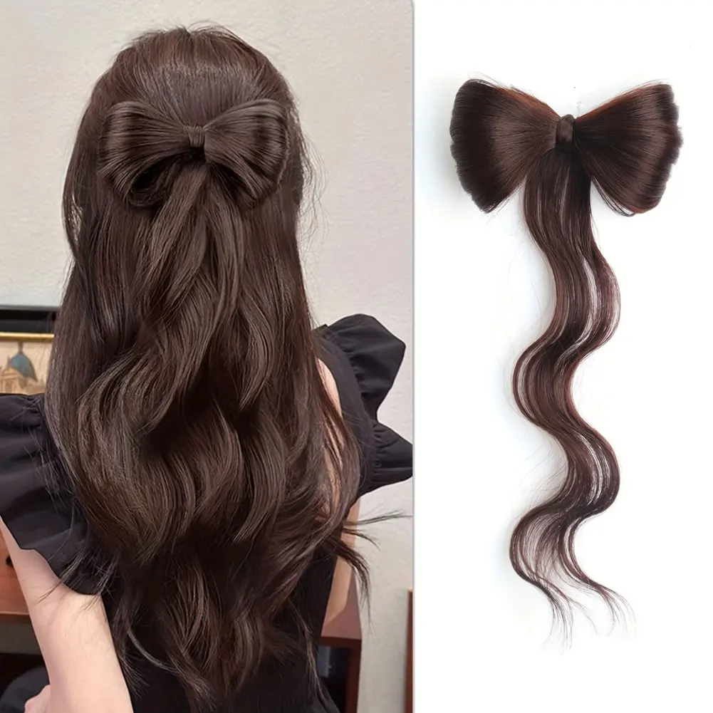 

Синтетический зажим для волос с бантом, наращивание волос, коричневый, блонд, термостойкий пучок для волос, аксессуары для волос, подходят для женщин, на каждый день