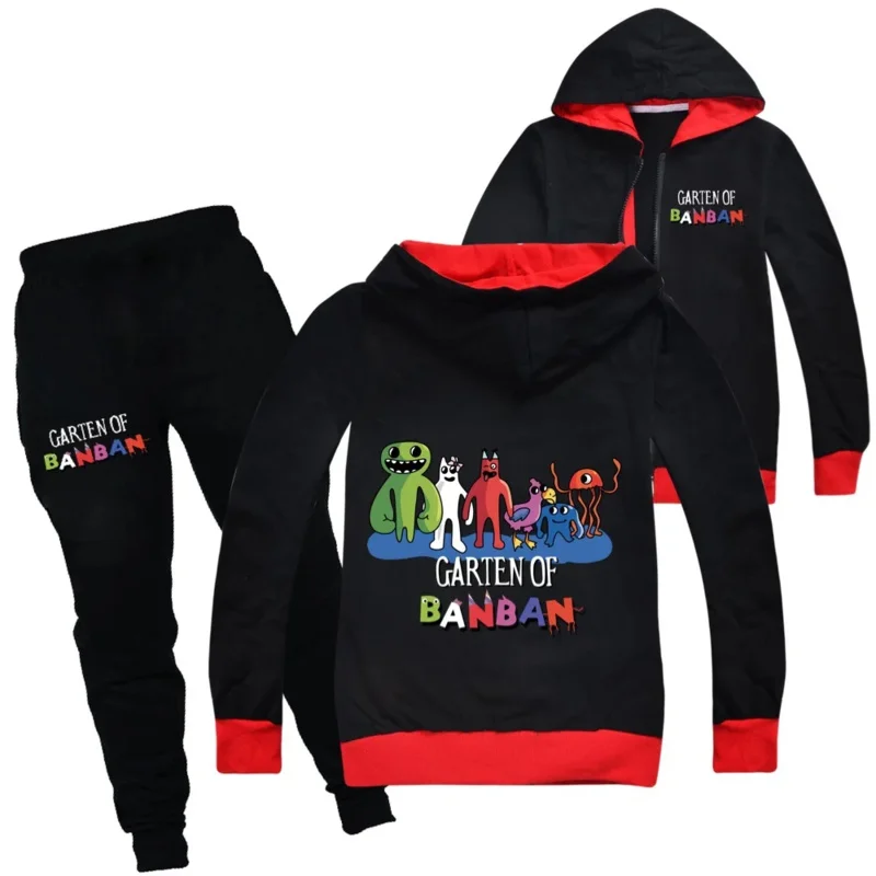 Ensemble veste et pantalon à fermeture éclair pour enfants, sweats à capuche, sweat-shirt, vêtements de sport, jardin de Banban, garçons, filles, enfants, automne