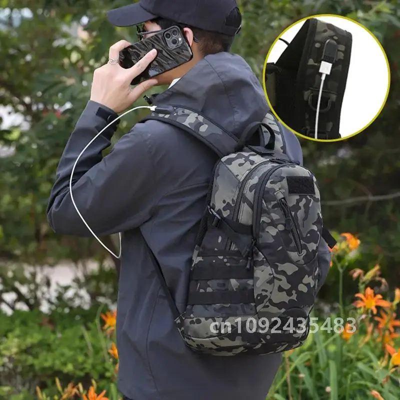 Mochila táctica de 20L, bolsa de Camping, mochila de senderismo, mochila de camuflaje para hombres, viaje, montañismo, deportes al aire libre, bolso escolar USB de hombro