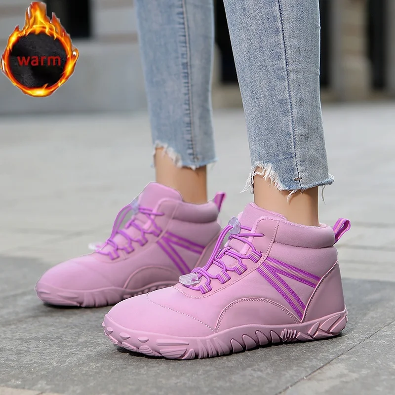 Nuovi stivali da neve da uomo invernali all'aperto Scarpe da trekking alte antiscivolo impermeabili Stivaletti casual da donna Stivali in cotone a punta larga