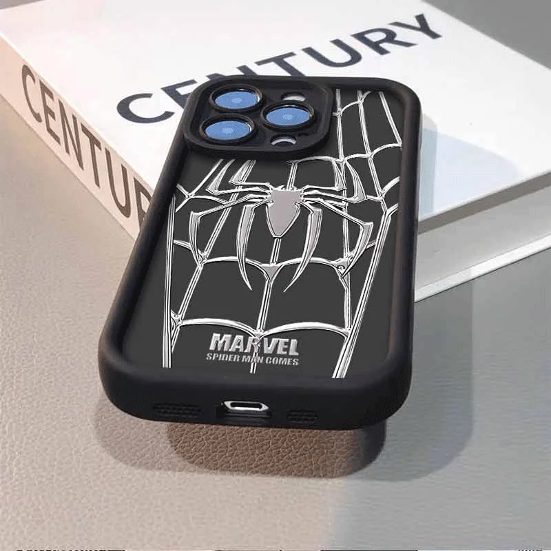 أعجوبة الرجل العنكبوت الغطاء الواقي الطباعة المعدنية ، حالة أنيمي لفون 16 ، 15 ، 14 ، 13 ، 12 ، 11 برو ماكس ، XS ، X ، XR ، 8 ، 7 ، 6S بلس ، SE ، من #5