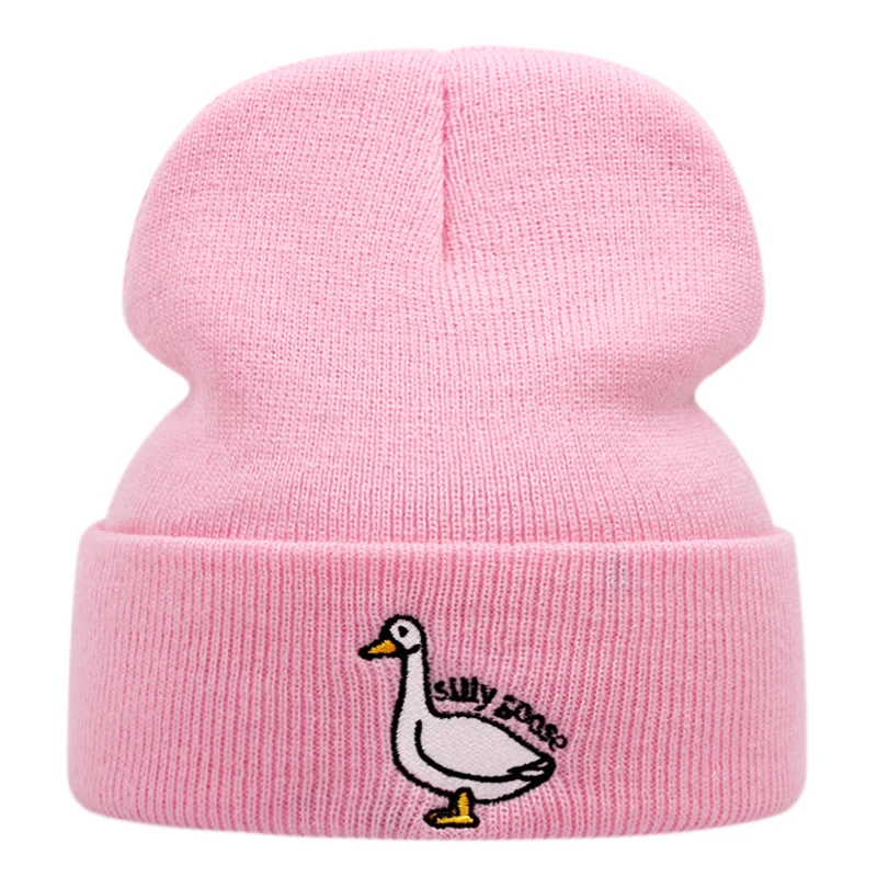 Silly goose embroidery Knit Hat winter keep Warm beanie men women Outdoor casual hip hop hat