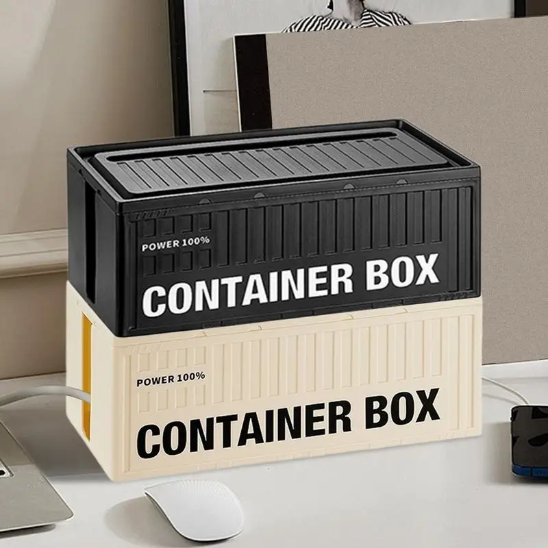 Caja de almacenamiento de cables para gestión de escritorio, organizador de cables con forma de contenedor grande, disipación de calor, caja organizadora de escritorio a prueba de polvo