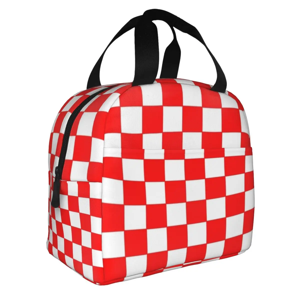 Custom Checkerboard Colorful Geometric Plaid Lunch Bag Women Thermal Cooler Insulated Lunch Boxes for Student School