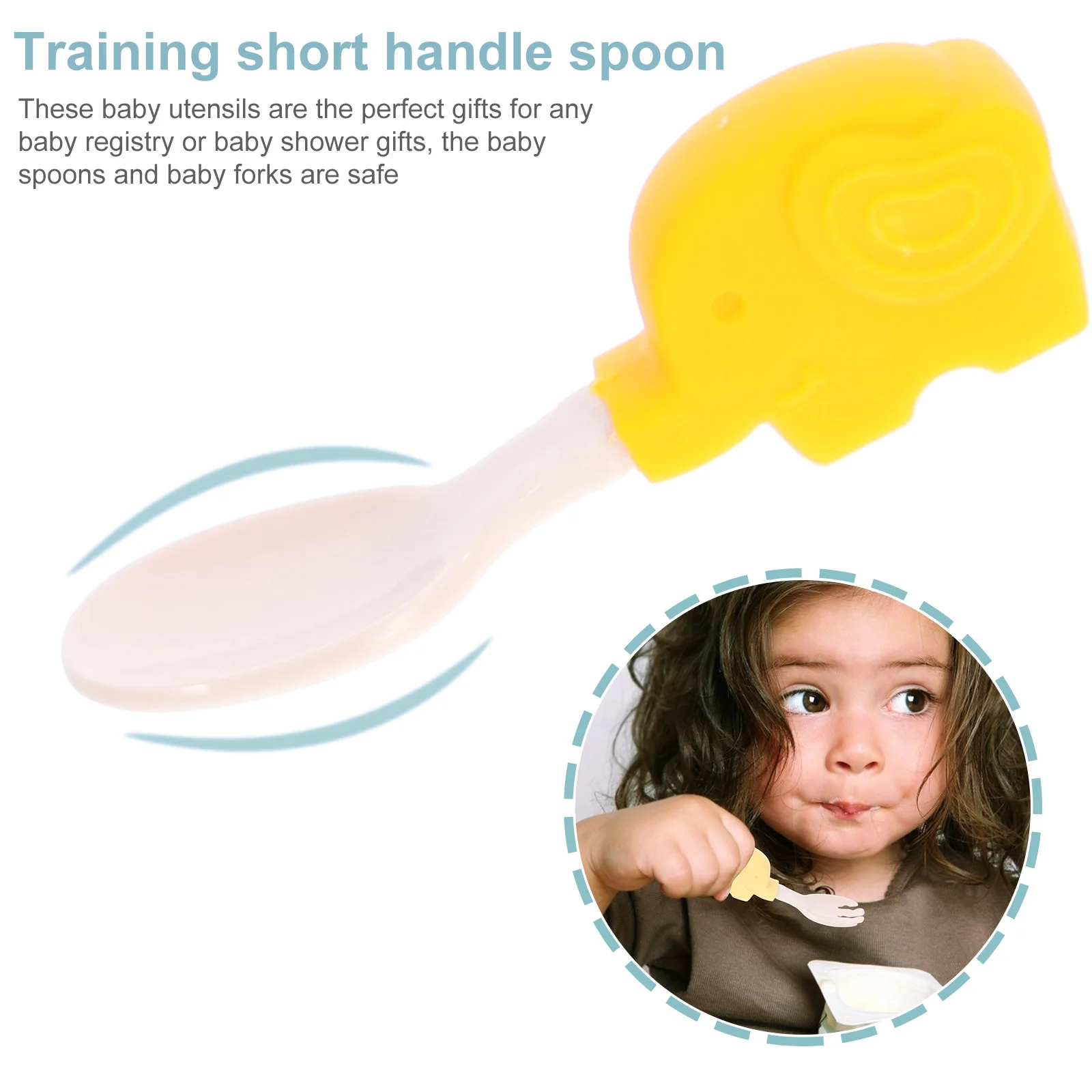 

2Sets Baby Training Spoon Fork Set Comfortable Grip Feeding Utensils Safe for Toddlers Self-Feeding Baby LED Weaning Supplies