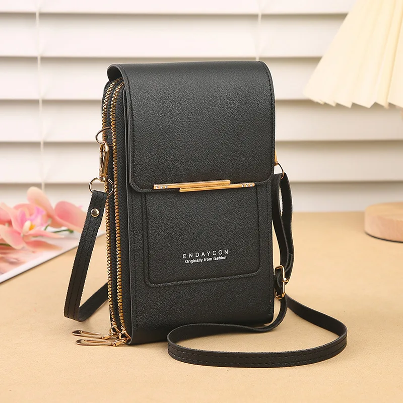 Crazy Bag Fashion Touch Screen Lock Cell Phone Bag Women\'s Mobile Phone Card Holder Crossbody Shoulder Bag