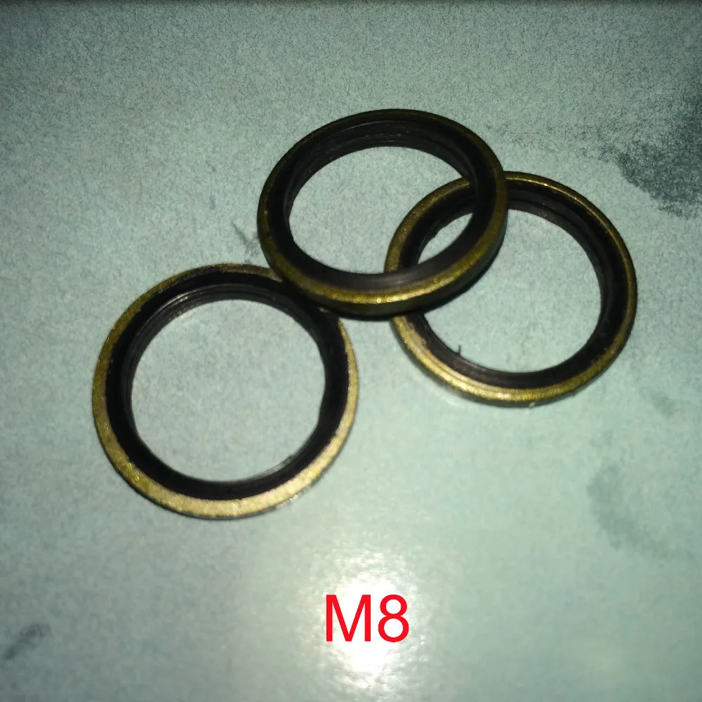 

100 PCS Metal Rubber Bonded Oil Drain Washer O Ring Seal Gasket Fit M8