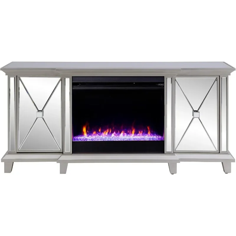 Furniture Mirrored Media Console  Changing Electric Fireplace,  stand with fireplace  fireplace decoration  electric fireplace