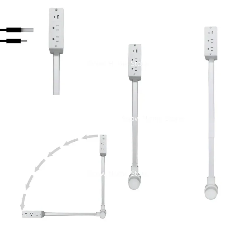 Power Outlet Expander with USB-AUSB-C Port and 2 AC Sockets Can Be Extended To 27.56 Inches