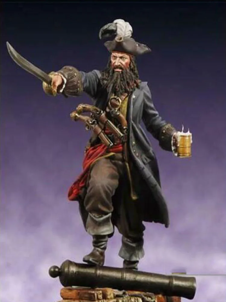 Unassambled  1/24 75MM  Blackbeard MAN  warrior 75 mm   Resin figure miniature model kits Unpainted