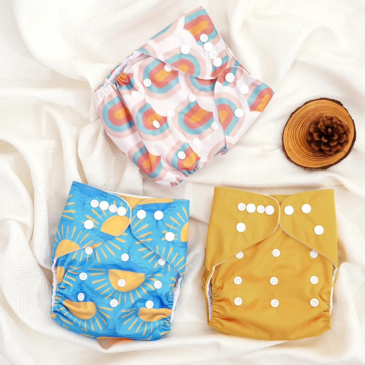 

Elinfant 3 Pcs/Set Baby Pocket Cloth Diaper Baby Nappy Waterproof And Reusable Cloth Diaper One Size Fit 3-15kg Baby