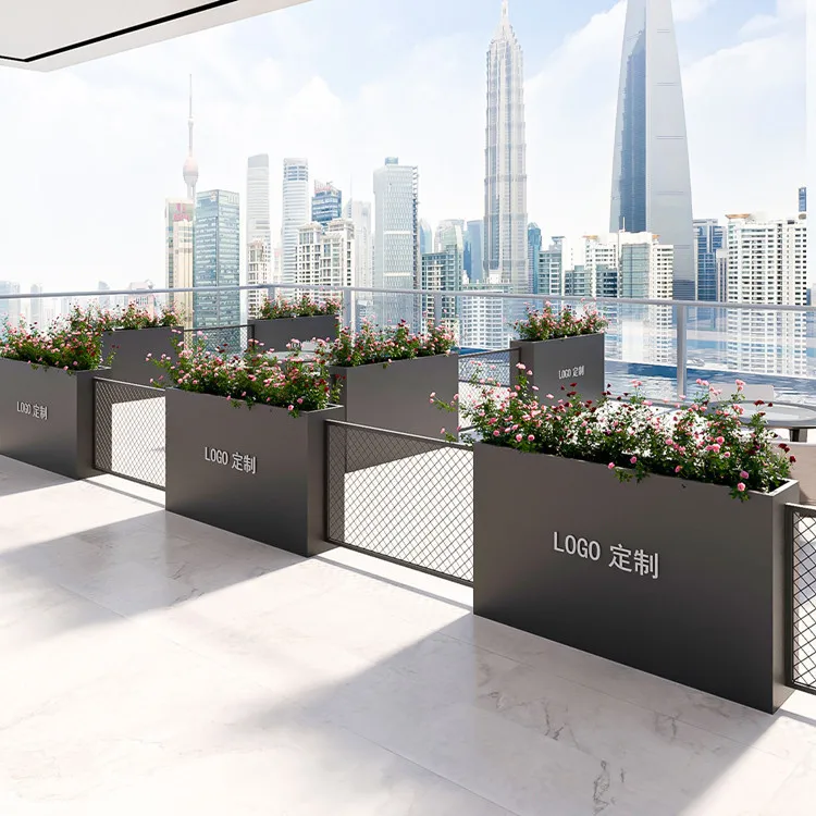 Outdoor iron flower box combination: Recommended for urban greening flower beds, flower beds, commercial streets, leisure plazas