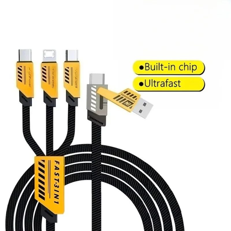 2 IN 3 Nylon Braided Multi Ports Type C Charger Cord Compatible With iPhone 16 Samsung Xiaomi Mobile Phone image 5