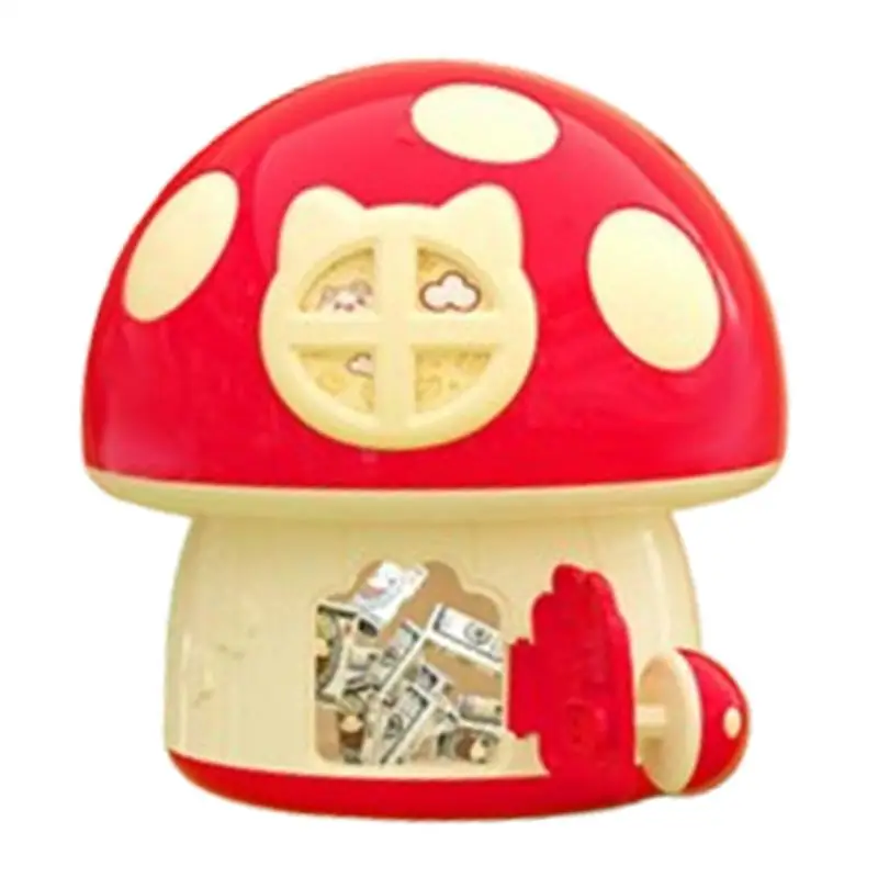 Mushroom Coin Holder Cartoon Cash Saving Bank Creative Desktop Money Pot Cute Cash Saving Bank With Anti-Loss Key For Kids Aged