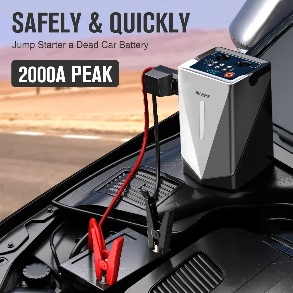 Portable Car Jump Starter Air Compressor BBQ Blower Air Pump 12V Battery Booster Inflatable Tire Pump Power Bank LED Flashlight