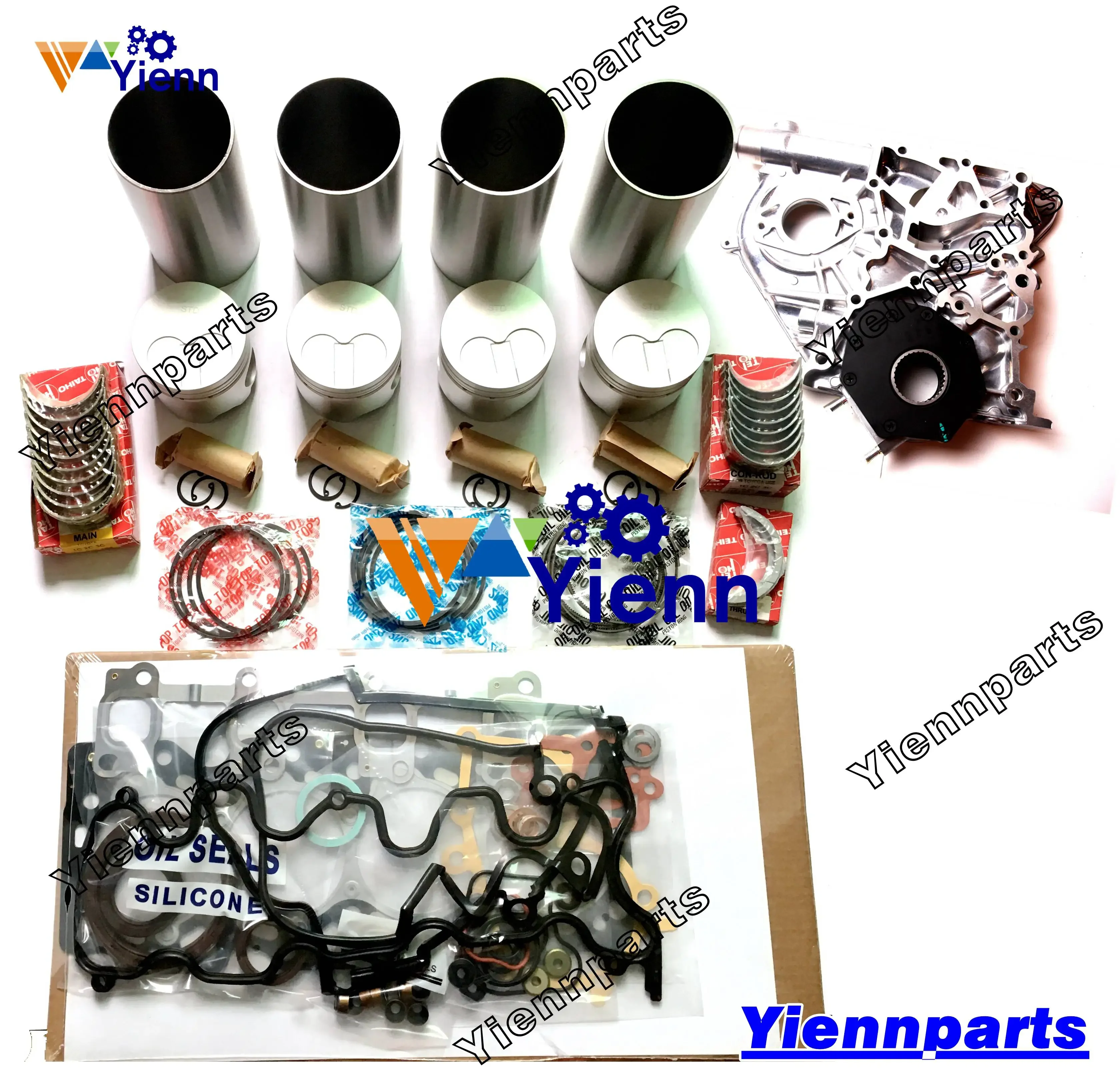 For TOYOTA 2L 2L-II 2LT 2L-T Overhaul Rebuild Kit With Oil Pump Fit Chaser Crown Hilux Surf Engine Repair Parts