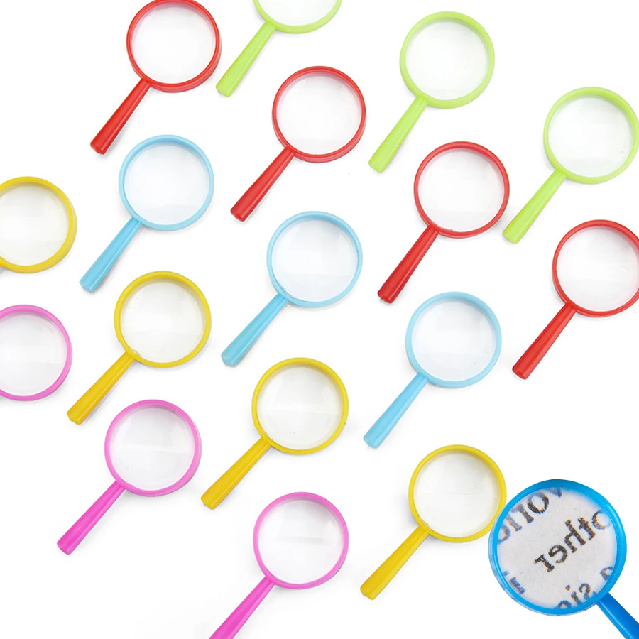 20pcs 5cm Mini Plastic Magnifier Creative Desktop Reading Assistant Color Random Mini Handheld Office Desk Magnifier