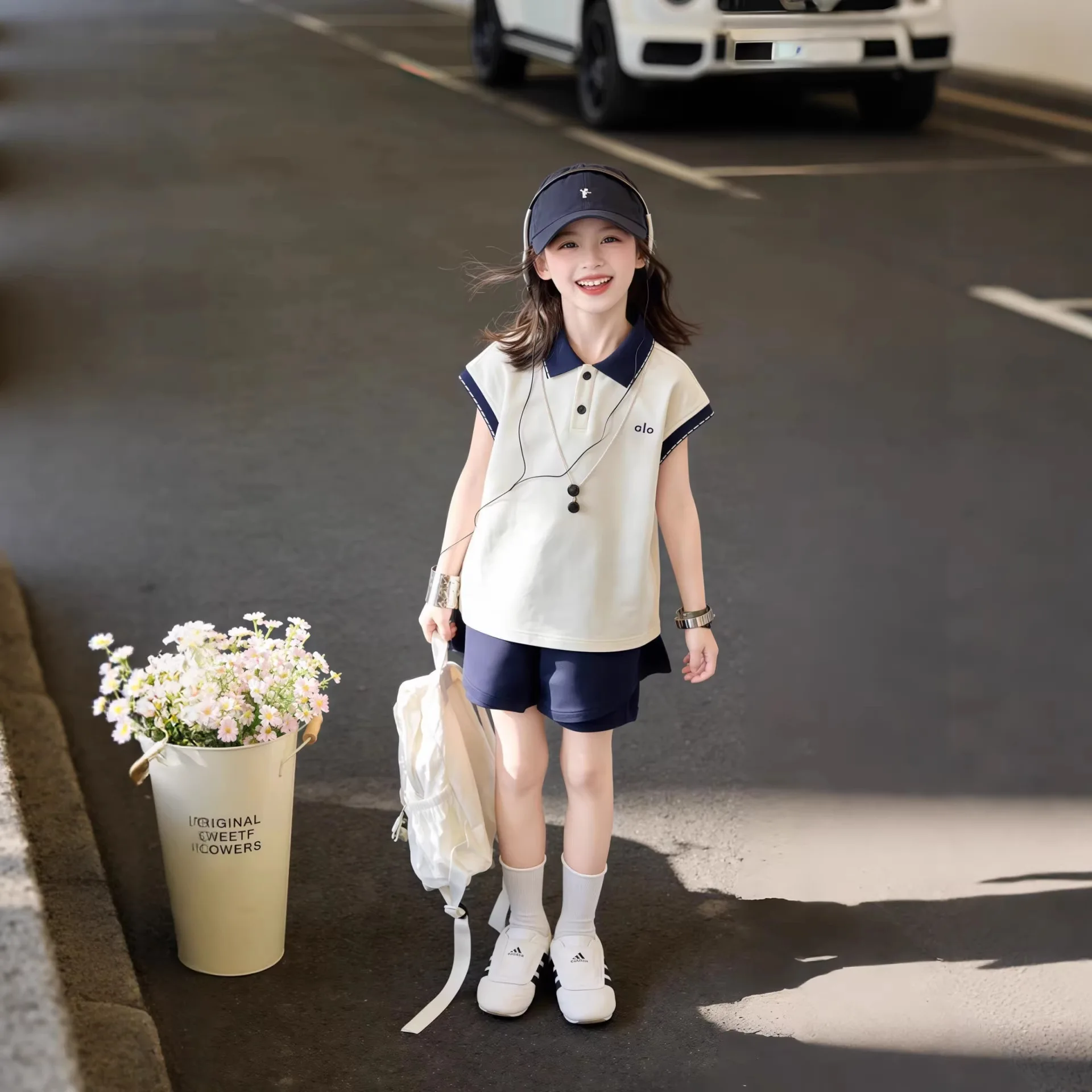 Girls Summer Thin Polo Shirt Shorts Two Piece Set Korean Style Sporty Trendy Casual Outfit For Middle And Older Kids Teen Girls