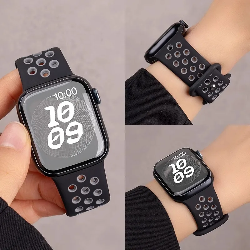 Sport Band for Apple Watch Strap Ultra-2 49mm Series 9/8/7 41mm 45mm 38 42MM 46mm Silicone Bracelet series 10 6 SE 5 4 44mm 40mm image 2