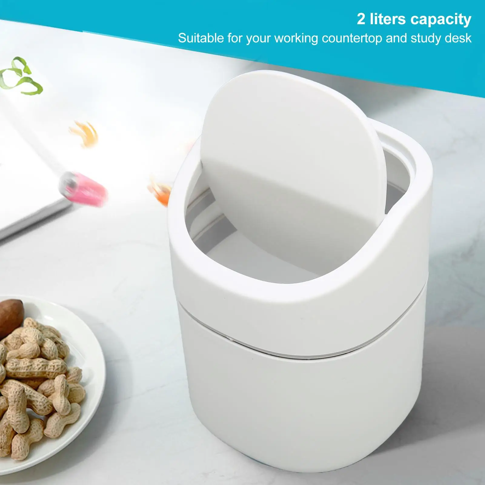 2L Button Cover Mini Desktop Garbage Can - Reduce Odor and Collect Trash with Freshness