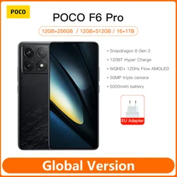 Versione globale POCO F6 Pro Snapdragon 8 Gen 2 NFC 120Hz AMOLED 120W HyperCharge Xiaomi HyperOS 50MP tripla fotocamera 5G Smartphone