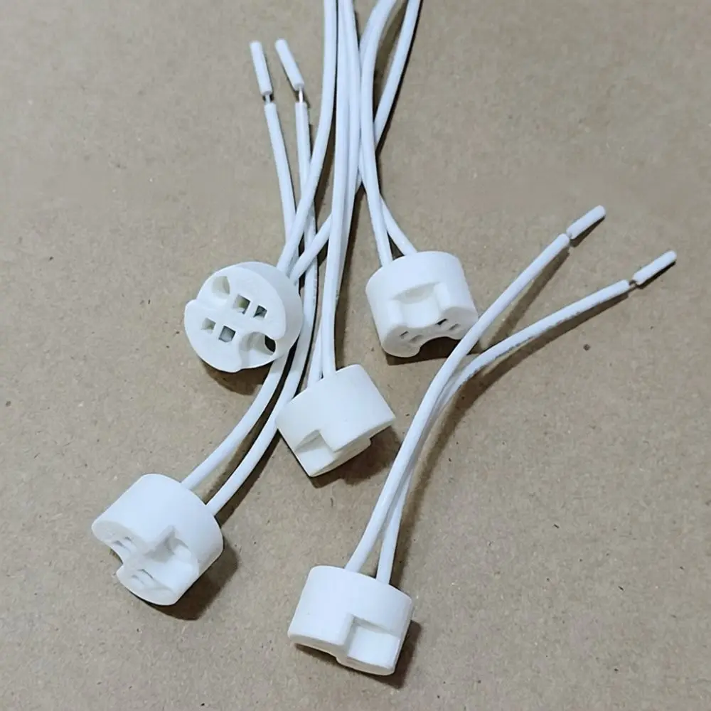 Ceramic Socket Base For G5 3 MR16 LED Bulb Spotlight Heat Resistant Lamp Holder With Wire Connector For Lighting System