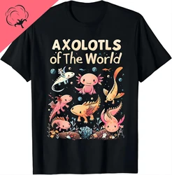 Axolotl Shirt Kawaii Axolotls of The World Axolotl Animals T-Shirt Aesthetic Women Clothing Graphic T Shirts Kawaii Clothes