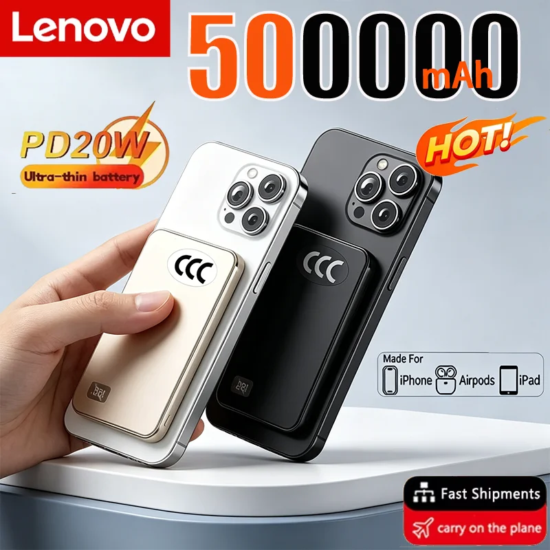 Lenovo PD22.5W Schnelles Aufladen Magsafe Externer Akku Magnetische kabellose Powerbank 500000mAh für iPhone Samsung