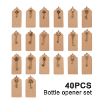 40pcs Key Bottle Opener Copper Color Skeleton Key Beer Opener with Personalized Sticker Cards gift for Wedding Engagement Party