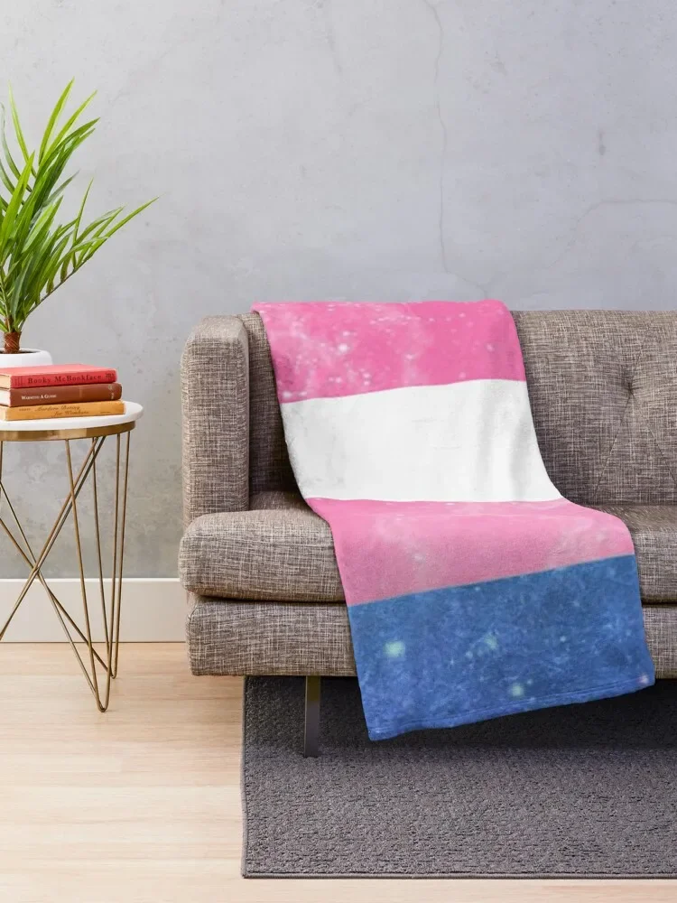 Trans Flag - LGBTQ Galaxy Throw Blanket Fluffy Softs Loose Blankets