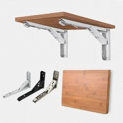 2PCS 8/10/12/14Inch Stainless Steel Folding Triangle Shelf Bracket Adjustable White Support Wall Mount Black Bench Table Bracket