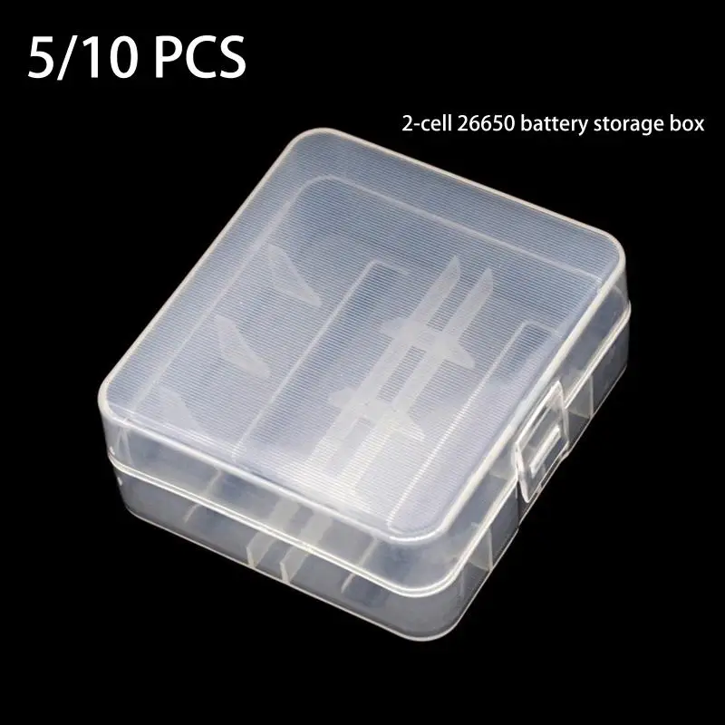 ۞ 5/10PCS Plastic Case Holder Battery Storage Box Durable Batteries Storage Case Fit For 2 X 26650 Battery