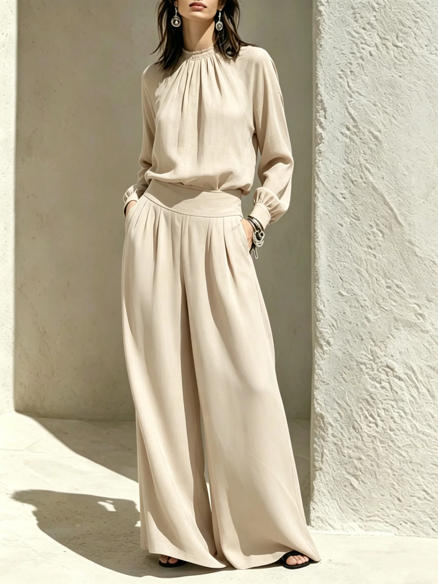 Palazzo Pant Wide - Completo da donna in due pezzi,