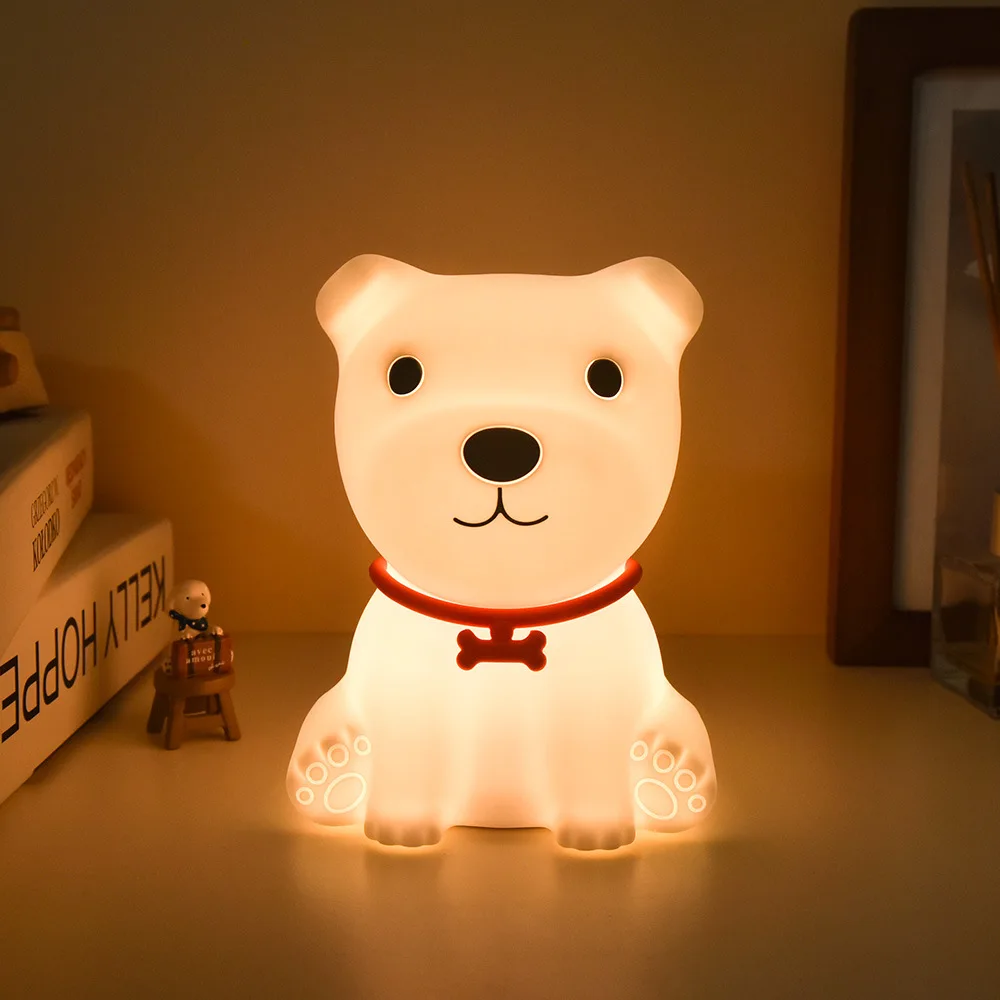 Creative Little Cute Dog Silicone Light Usb Charging Colorful Patting Children S Cartoon Sleep Companion Cute Dog Night Light